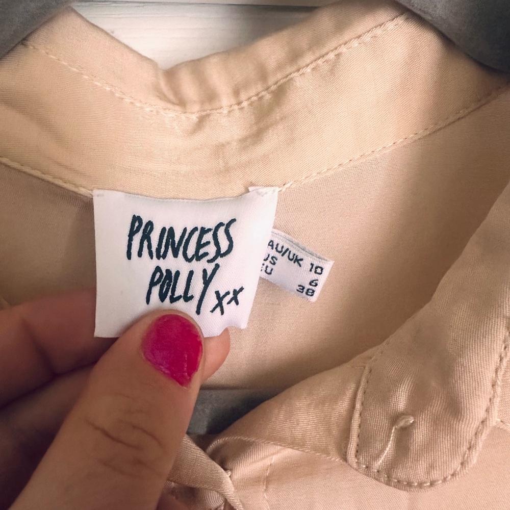 Princess Polly Beige Button-Up Top
